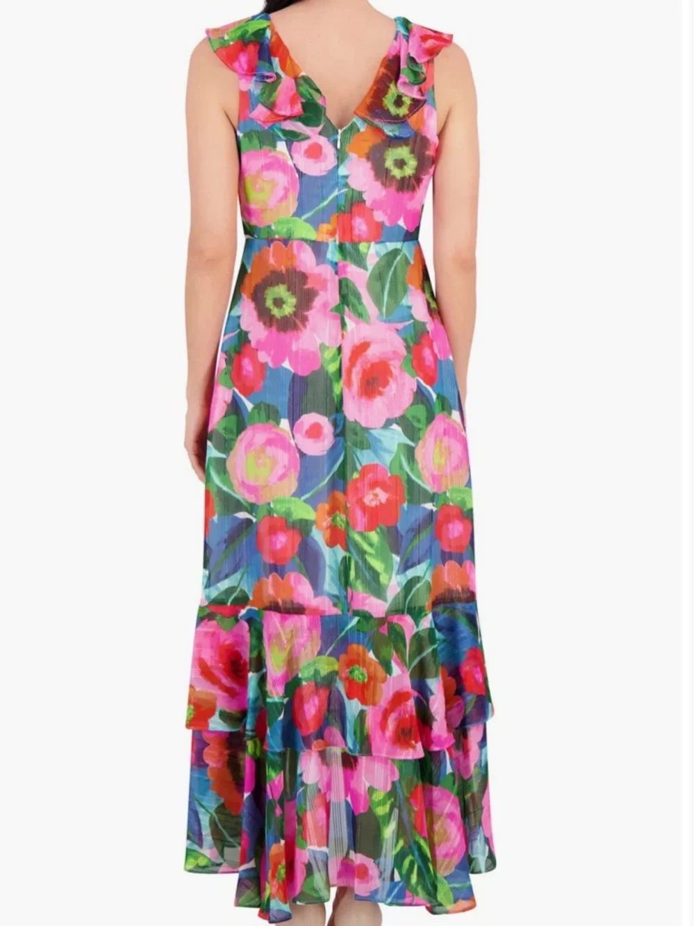 KENSIE Womens Sleeveless Ruffle Floral Maxi Faux Wrap Dress size 14 NWT - Picture 2 of 12